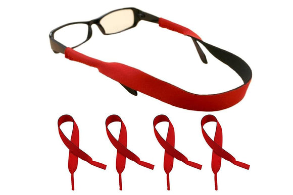 5Pcs Neoprene Eyeglass Holder Adjustable Sunglasses Retainer Strap for Sports - Red