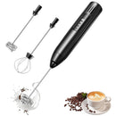 Handheld Milk Frother USB Rechargeable 3 Speeds Electric Foam Wand with 2 Whisks - Black-8