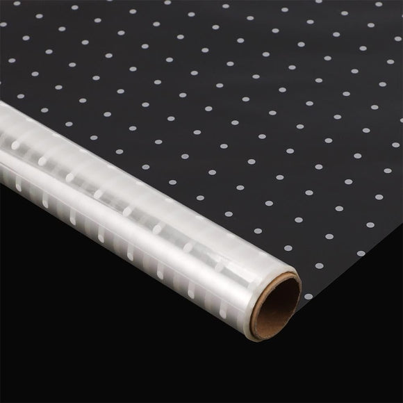 Clear Waterproof OPP Flower Bouquet Wrapping Paper Rolls - Small White Polka Dots