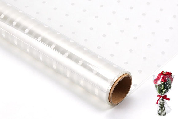 Clear Waterproof OPP Flower Bouquet Wrapping Paper Rolls - Small White Polka Dots