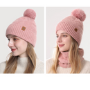Women's Fashionable Winter 3-Piece Set: Knit Hat, Scarf, and Gloves.  A must-have for outdoor skiing and cycling - Pink-2