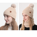 Women's Fashionable Winter 3-Piece Set: Knit Hat, Scarf, and Gloves.  A must-have for outdoor skiing and cycling—Beige-2