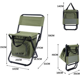 3-in-1 Outdoor Folding Chair with 10L Insulated Cooler, Durable Oxford Fabric, for Camping and Picnics - Blue - 0