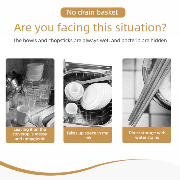Multi Compartment Plastic Kitchen Utensil Holder, Foldable Dish Drain Basket for Bowl Plate Cup Chopsticks Storage
