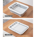 Multi Compartment Plastic Kitchen Utensil Holder, Foldable Dish Drain Basket for Bowl Plate Cup Chopsticks Storage-5