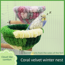 2-in-1 Parrot Perch Warm Bed Nest, Coral Fleece Hanging Bird Cage Sleeping Hut for Budgies, Cockatiels, Lovebirds, and Small Parrots - Winter Warm House - Green-2