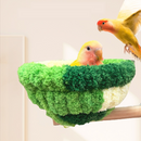 2-in-1 Parrot Perch Warm Bed Nest, Coral Fleece Hanging Bird Cage Sleeping Hut for Budgies, Cockatiels, Lovebirds, and Small Parrots - Winter Warm House - Green-5