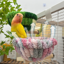 2-in-1 Parrot Perch Warm Bed Nest, Coral Fleece Hanging Bird Cage Sleeping Hut for Budgies, Cockatiels, Lovebirds, and Small Parrots - Winter Warm House - Green-8