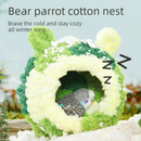 Thick Coral Fleece Winter Bird House with Plastic Frame & Metal Screw Hook for Budgies and Cockatiels - Green-2