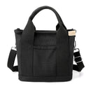 Multi-Compartment Canvas Tote Bag, 3-Way Handheld, Crossbody, and Shoulder Bag with Adjustable Strap for Daily Work and Shopping - Black-1