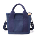 Multi-Compartment Canvas Tote Bag, 3-Way Handheld, Crossbody, and Shoulder Bag with Adjustable Strap for Daily Work and Shopping - Blue-1