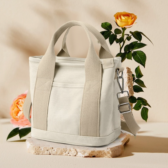 Multi-Compartment Canvas Tote Bag, 3-Way Handheld, Crossbody, and Shoulder Bag with Adjustable Strap for Daily Work and Shopping - Green