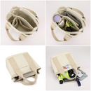 Multi-Compartment Canvas Tote Bag, 3-Way Handheld, Crossbody, and Shoulder Bag with Adjustable Strap for Daily Work and Shopping - Green-5