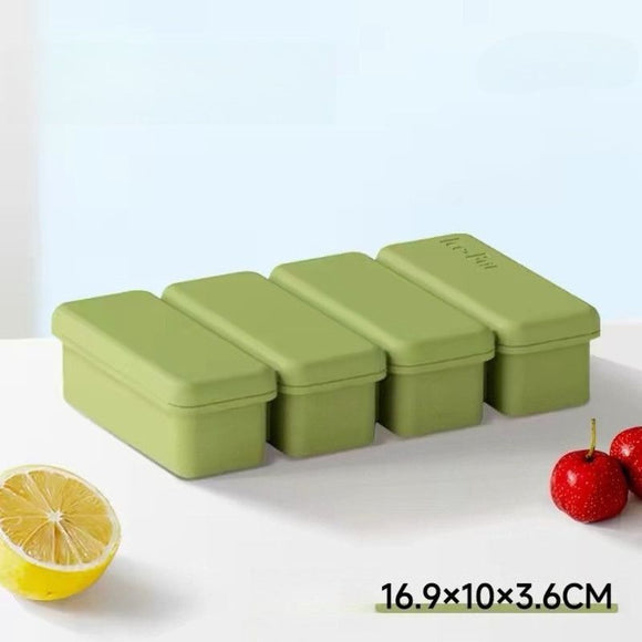 Long Ice Brick Mold, Ice Tray with Lid for Home, Food Freezing Mold—Green