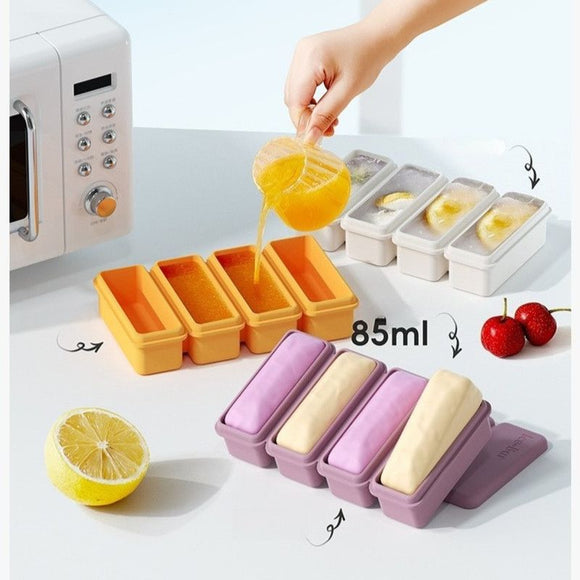 Long Ice Brick Mold, Ice Tray with Lid for Home, Food Freezing Mold—Green