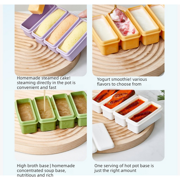 Long Ice Brick Mold, Ice Tray with Lid for Home, Food Freezing Mold—White