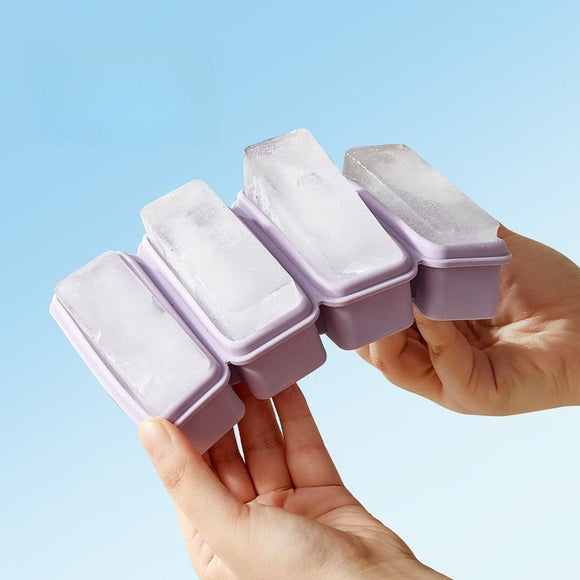 Long Ice Brick Mold, Ice Tray with Lid for Home, Food Freezing Mold—Yellow