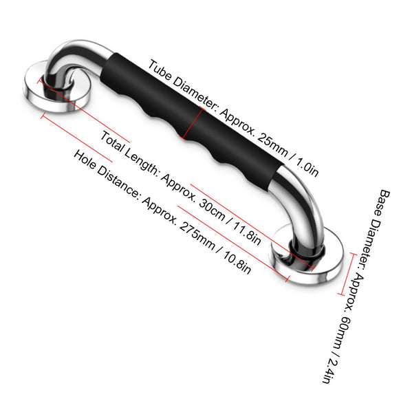 Stainless Steel Grab Bars Rust Resistance Shower Grab Bar with Skid Resistance Silicone for Bathroom Hospital
