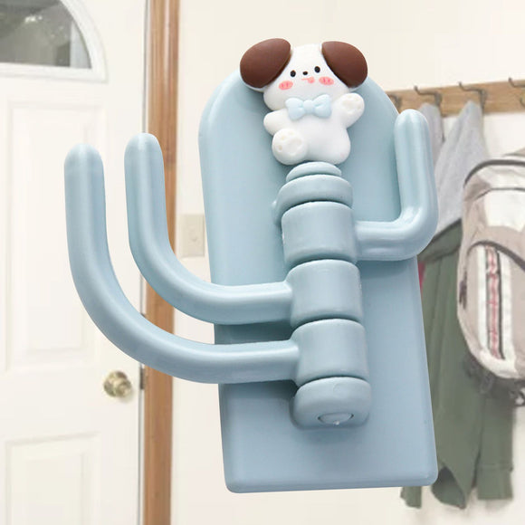 Self Adhesive Hanger Punch Free Rotating 3 Hooks Cute Animal Wall Door Holder for Keys Dog