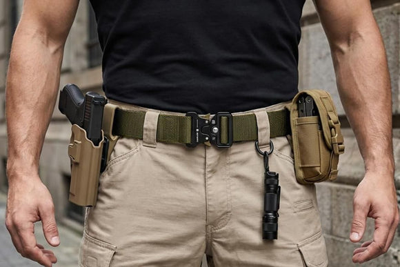 Nylon Tactical Belt Quick-Release for Outdoor Work Daily - Army Green