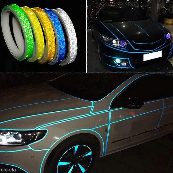 2 Pack Self-Adhesive Reflective Tape, 1cm x 8m Waterproof Safety Tape for Trailers