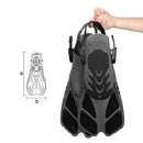 Pair of Snorkel Fins Diving Swim Fins Adjustable Open Heel Swimming Barefoot Flippers Black - S-3