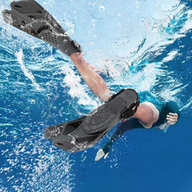 Pair of Snorkel Fins Diving Swim Fins Adjustable Open Heel Swimming Barefoot Flippers Black - L - 0