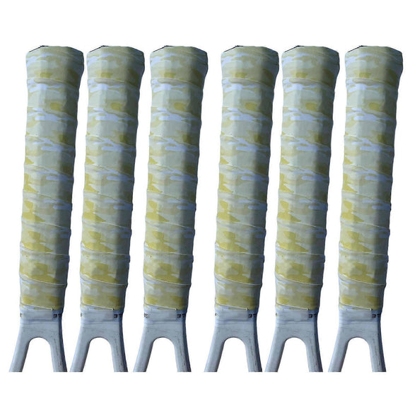 6 Pack Tennis Racket Grip Sweat Band, Water-Absorbent Badminton Handle Wrap Tape, Yellow
