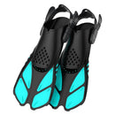 Pair of Snorkel Fins Diving Swim Fins Adjustable Open Heel Swimming Barefoot Flippers Cyan - S-7