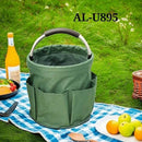 Foldable Storage Basket with Handle and Multiple Pockets, Waterproof Picnic and Camping Organizer - Blue-4