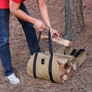 Firewood Log Carrier Bag, Khaki Oxford Wood Storage Tote for Camping and Fireplace-5