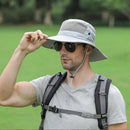 Anti UV Sport Bucket Hat, Foldable Wide Brim Summer Cap for Cycling Hiking - Light Gray-3