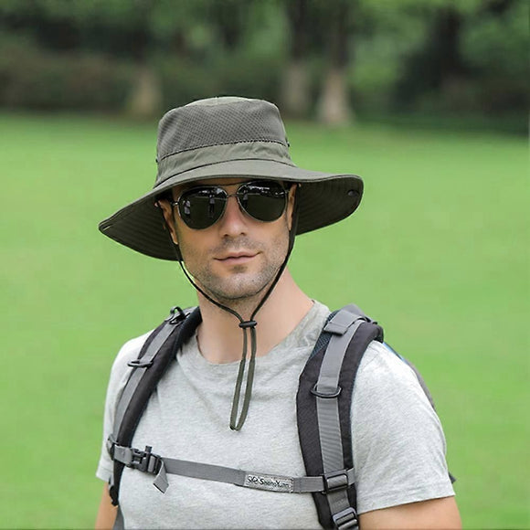 Anti UV Sport Bucket Hat, Foldable Wide Brim Summer Cap for Cycling Hiking - Dark Gray