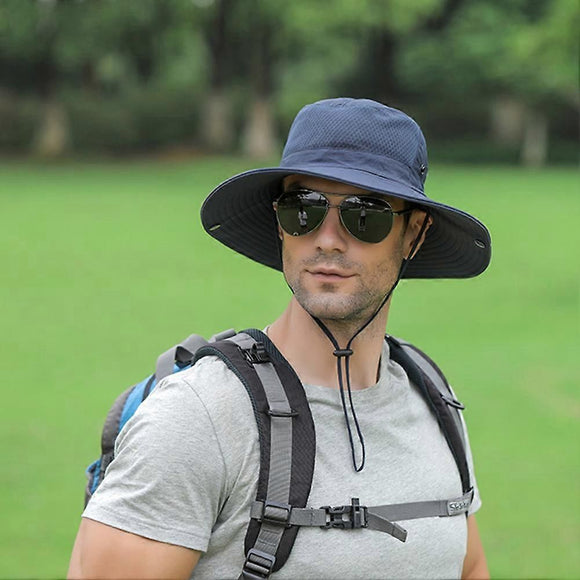 Anti UV Sport Bucket Hat, Foldable Wide Brim Summer Cap for Cycling Hiking - Dark Gray