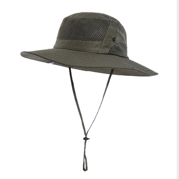Anti UV Sport Bucket Hat, Foldable Wide Brim Summer Cap for Cycling Hiking - Army Green