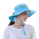 Anti UV Sport Bucket Hat, Foldable Wide Brim Summer Cap for Cycling Hiking - Blue-1