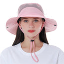 Foldable Anti-UV Bucket Sun Hat, Adjustable Wide Brim Summer Cycling Cap - Pink-1