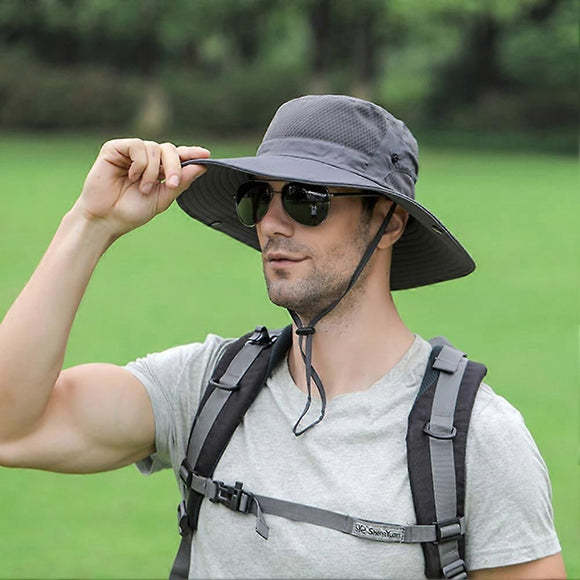 Foldable Anti-UV Bucket Sun Hat, Adjustable Wide Brim Summer Cycling Cap - Pink