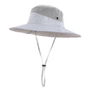 Foldable Anti-UV Bucket Sun Hat, Adjustable Wide Brim Summer Cycling Cap - Light Gray-1