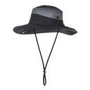 Foldable Anti-UV Bucket Sun Hat, Adjustable Wide Brim Summer Cycling Cap - Black-1