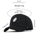 Ghost Embroidered Baseball Cap, Adjustable Ponytail Hat, Black-2