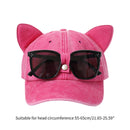 Cat Ear Baseball Cap with Sunglasses Decor, Adjustable Summer Outdoor Cap - Navy Blue-3