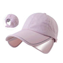 Wide Brim Adjustable Sports Visor Cap, Foldable Outdoor Sun Hat - Pink-1
