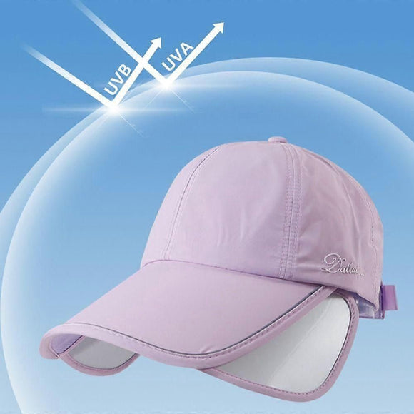 Wide Brim Adjustable Sports Visor Cap, Foldable Outdoor Sun Hat - Pink