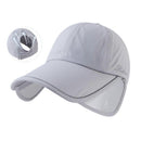 Wide Brim Adjustable Sports Visor Cap, Foldable Outdoor Sun Hat - Light Gray-1