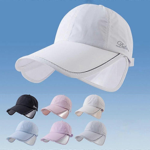 Wide Brim Adjustable Sports Visor Cap, Foldable Outdoor Sun Hat - Light Gray