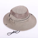 Foldable UV Protection Bucket Hat, Cotton Fishing Safari Hat with Chin Strap, Khaki-1