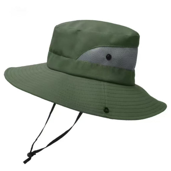 Wide Brim Bucket Hat, Breathable Hiking Fisherman Sun Hat, Army Green