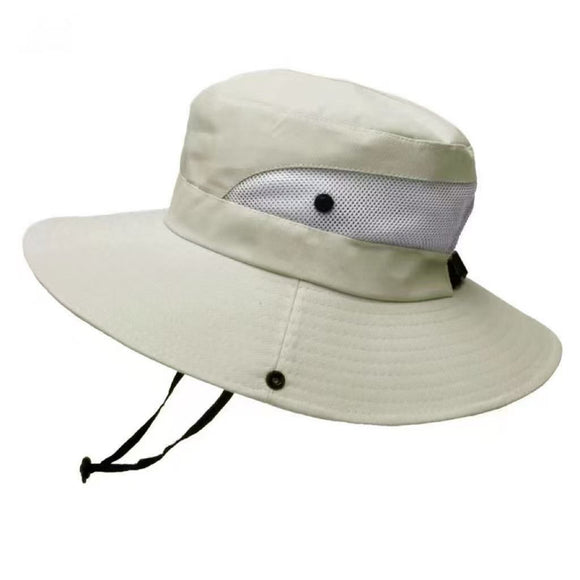 Wide Brim Bucket Hat, Breathable Hiking Fisherman Sun Hat, Beige
