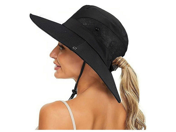 Wide Brim Bucket Hat, Breathable Hiking Fisherman Sun Hat, Light Gray